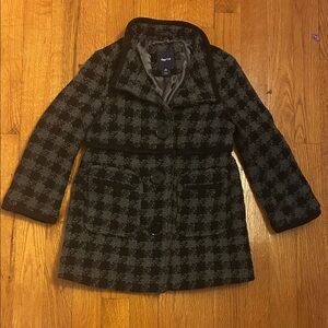 GAP Kids Black and Gray Houndstooth Pea Coat
